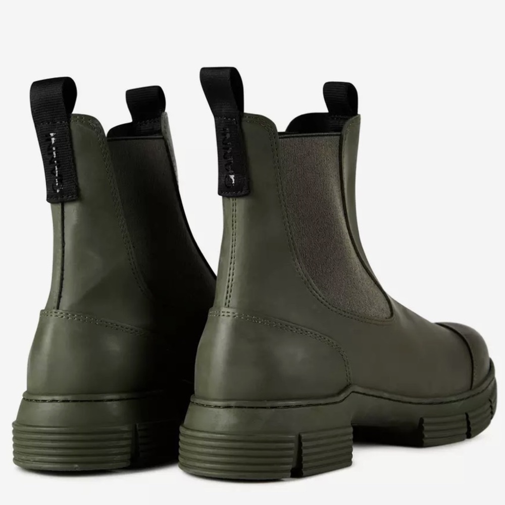 GANNI City Boots Mid Calf Boots Chunky Soles in Green Size 6 - Picture 3 of 13